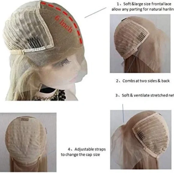 Jen 22” Glueless Blond brownstraightLace Front Wig *NEW * 💜